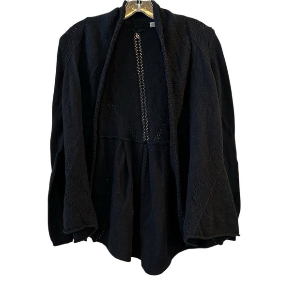 Anthropologie Knitted & Knotted Women's Black Cardigan Sweater Size M Open Front - Picture 1 of 11